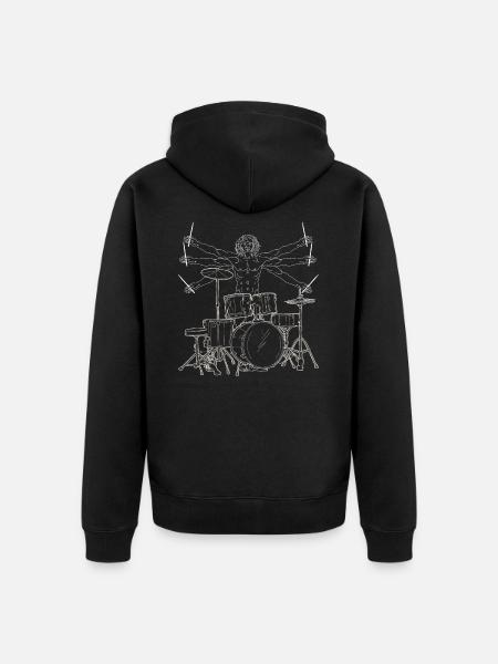 Vitruvian drummer - Unisex Premium Organic Zip Hoodie - black