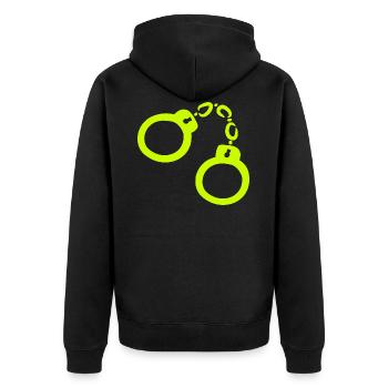 Handcuffs Yellow - Unisex Premium Organic Zip Hoodie - black - Back - Nico (187cm)