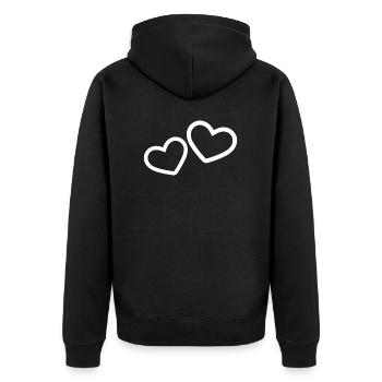 Deux cœurs blancs - Veste à capuche bio Premium Unisexe - noir - Dos - Nico (187cm)