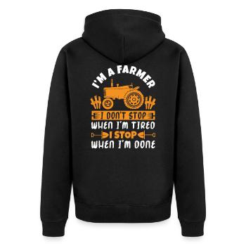I am a farmer - Unisex Premium Organic Zip Hoodie - black - Back - Nico (187cm)