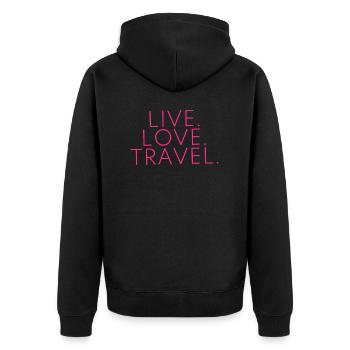 Live Love Travel Design Travel Trip - Veste à capuche bio Premium Unisexe - noir - Dos - Nico (187cm)