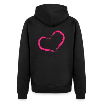 Herz Rosa Geschenk Liebe - Unisex Premium Bio Zip Hoodie - Schwarz - Hinten - Nico (187cm)