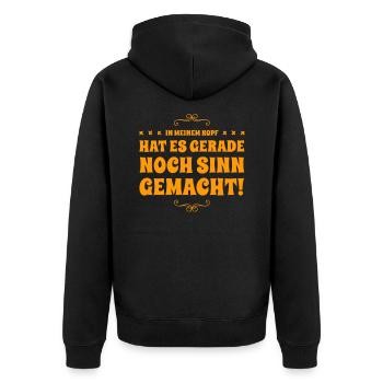 in meinem Kopf klang es logisch - Unisex Premium Bio Zip Hoodie - Schwarz - Hinten - Nico (187cm)