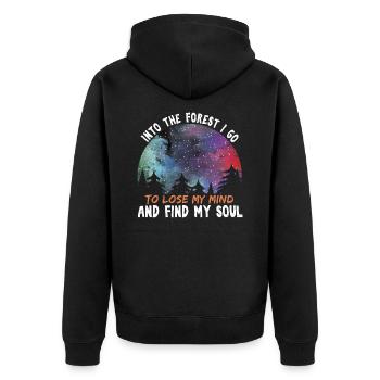 Into The Forest I Go - Unisex Premium Organic Zip Hoodie - black - Back - Nico (187cm)