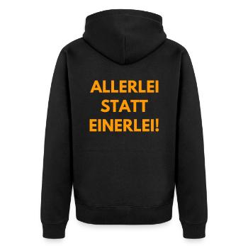 Vielfalt statt Einfalt - Unisex Premium Bio Zip Hoodie - Schwarz - Hinten - Nico (187cm)