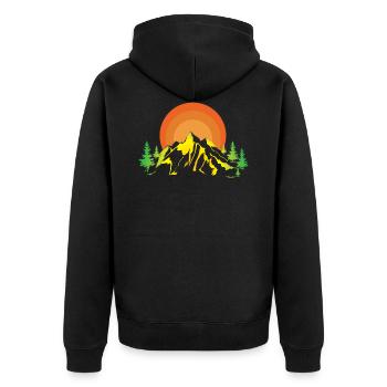 Berglandschaft - Unisex Premium Bio Zip Hoodie - Schwarz - Hinten - Nico (187cm)