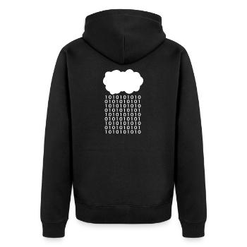 Bit Regen Wolke Informatiker - Unisex Premium Bio Zip Hoodie - Schwarz - Hinten - Nico (187cm)