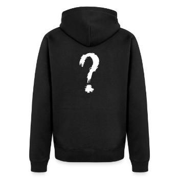 Question mark white - Unisex Premium Organic Zip Hoodie - black - Back - Nico (187cm)
