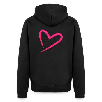 Herz in Rosa - Unisex Premium Bio Zip Hoodie - Schwarz - Hinten - Nico (187cm)