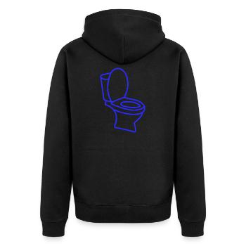 Klo WC Toilette - Unisex Premium Bio Zip Hoodie - Schwarz - Hinten - Nico (187cm)