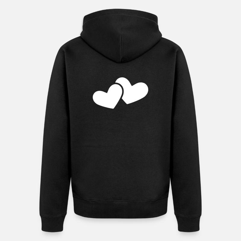 Double coeur blanc - Veste à capuche bio Premium Unisexe - noir