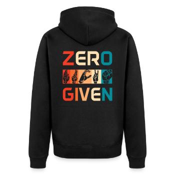 Zero Fucks Given - Unisex Premium Bio Zip Hoodie - Schwarz - Hinten - Nico (187cm)