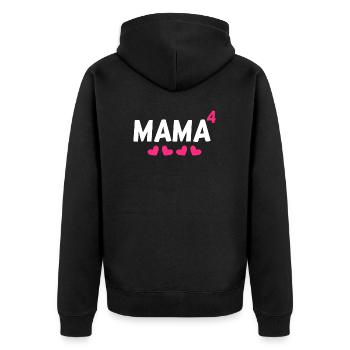 Mama hoch Vier 4 Kinder - Unisex Premium Bio Zip Hoodie - Schwarz - Hinten - Nico (187cm)