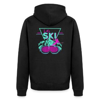 Retro ski - Unisex Premium Organic Zip Hoodie - black - Back - Nico (187cm)