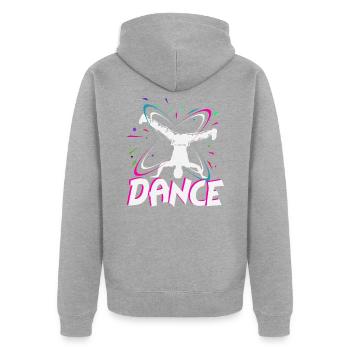 breakdancer - Unisex Premium Organic Zip Hoodie - heather grey - Back - Nico (187cm)
