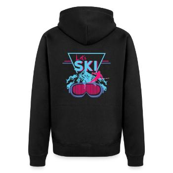 Retro ski ski area - Unisex Premium Organic Zip Hoodie - black - Back - Nico (187cm)