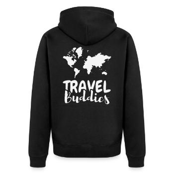 Travel buddies - Unisex Premium Organic Zip Hoodie - black - Back - Nico (187cm)