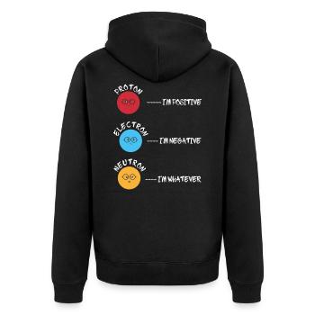 Proton Elektron Neutron - Unisex Premium Bio Zip Hoodie - Schwarz - Hinten - Nico (187cm)