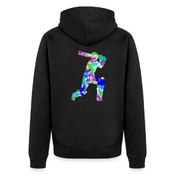 Cricket - Unisex Premium Organic Zip Hoodie - black - Back - Nico (187cm)