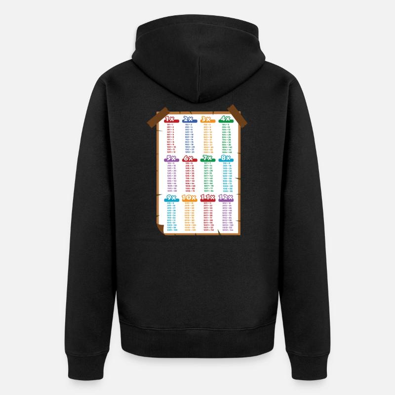 Table de multiplication - Veste à capuche bio Premium Unisexe - noir