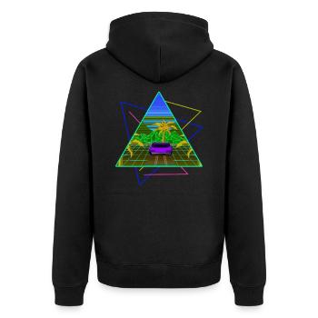 Palmiers néons Vaporwave - Veste à capuche bio Premium Unisexe - noir - Dos - Nico (187cm)