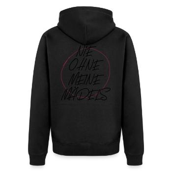 nie ohne meine mädels kreis - Unisex Premium Bio Zip Hoodie - Schwarz - Hinten - Nico (187cm)