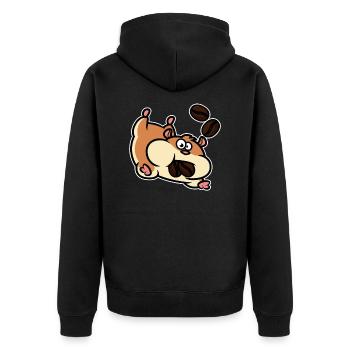 Kaffee Hamster - Unisex Premium Bio Zip Hoodie - Schwarz - Hinten - Nico (187cm)