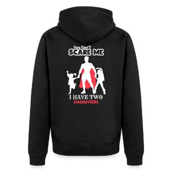 Papa Ich Habe Zwei Töchter - Unisex Premium Bio Zip Hoodie - Schwarz - Hinten - Nico (187cm)