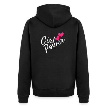 Girl Power - Unisex Premium Bio Zip Hoodie - Schwarz - Hinten - Nico (187cm)
