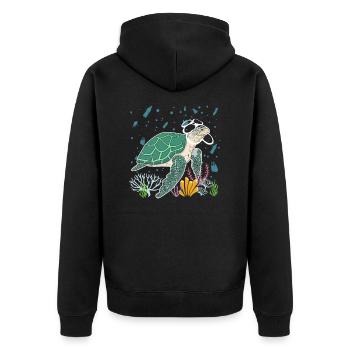 Haltet Die Meere Sauber Schildkröte - Unisex Premium Bio Zip Hoodie - Schwarz - Hinten - Nico (187cm)