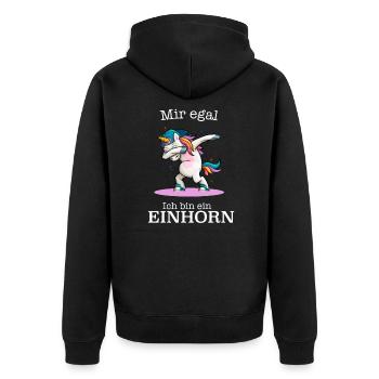 Einhorn Mir egal ich Bin Ein Einhorn Unicorn Dabb - Unisex Premium Bio Zip Hoodie - Schwarz - Hinten - Nico (187cm)