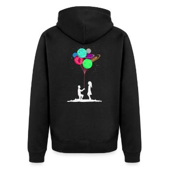Mein Universum - Unisex Premium Bio Zip Hoodie - Schwarz - Hinten - Nico (187cm)