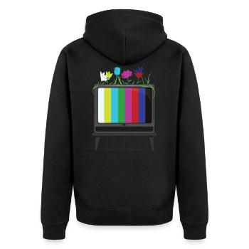 Blühendes Fernsehen - Unisex Premium Bio Zip Hoodie - Schwarz - Hinten - Nico (187cm)