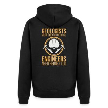 Geologe Weil Ingenieure Auch Helden Brauchen - Unisex Premium Bio Zip Hoodie - Schwarz - Hinten - Nico (187cm)