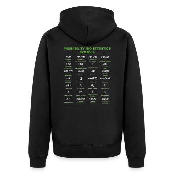 Wahrscheinlichkeit und Statistik Mathe - Unisex Premium Bio Zip Hoodie - Schwarz - Hinten - Nico (187cm)