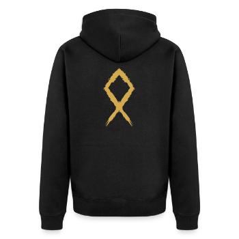 Othila rune symbol - Unisex Premium Organic Zip Hoodie - black - Back - Nico (187cm)