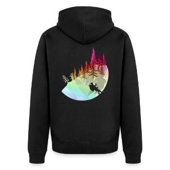 Wanderung Wald - Unisex Premium Bio Zip Hoodie - Schwarz - Hinten - Nico (187cm)