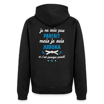 Pas parfait mais judoka - Veste à capuche bio Premium Unisexe - noir - Dos - Nico (187cm)