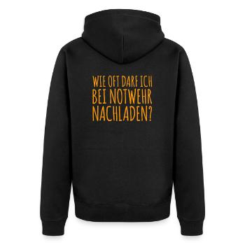 wütend - Unisex Premium Bio Zip Hoodie - Schwarz - Hinten - Nico (187cm)