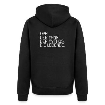 Opa der Mann Der Mythos Die Legende - Unisex Premium Bio Zip Hoodie - Schwarz - Hinten - Nico (187cm)