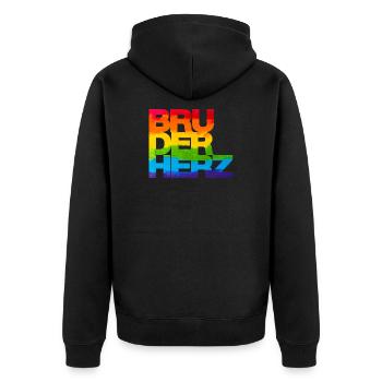 Bruderherz Bester Bruder der Welt Geschenkidee - Unisex Premium Bio Zip Hoodie - Schwarz - Hinten - Nico (187cm)