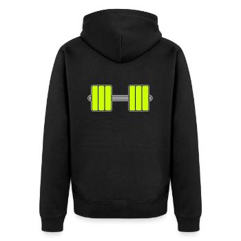 Dumbbell Yellow - Unisex Premium Organic Zip Hoodie - black - Back - Nico (187cm)