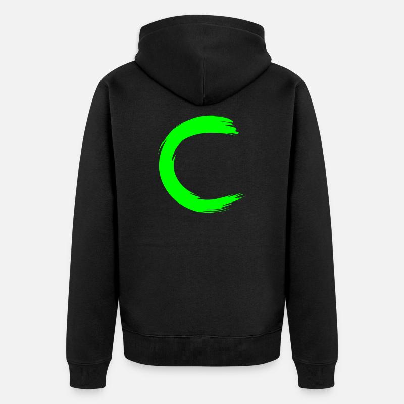 Lettre C Nom initial - Veste à capuche bio Premium Unisexe - noir