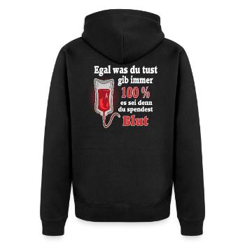 Blut 100 Prozent Blutspender - Unisex Premium Bio Zip Hoodie - Schwarz - Hinten - Nico (187cm)