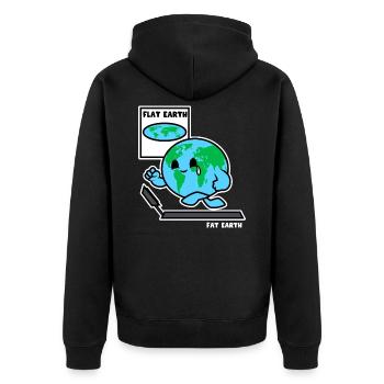 Flache Erde Runde Erde - Unisex Premium Bio Zip Hoodie - Schwarz - Hinten - Nico (187cm)