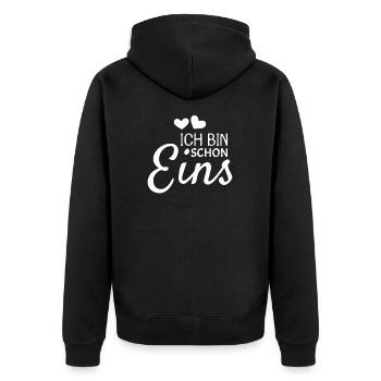 1 Geburtstag Ich bin schon Eins - Unisex Premium Bio Zip Hoodie - Schwarz - Hinten - Nico (187cm)
