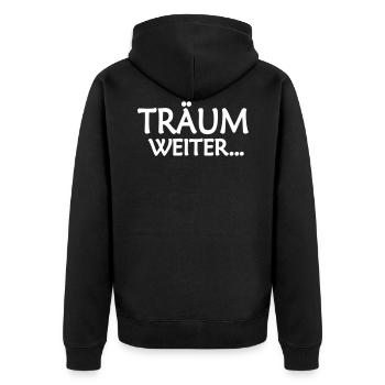 Träum weiter Abfuhr Realist realistisch Träumer - Unisex Premium Bio Zip Hoodie - Schwarz - Hinten - Nico (187cm)