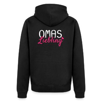 Omas Liebling - Unisex Premium Bio Zip Hoodie - Schwarz - Hinten - Nico (187cm)