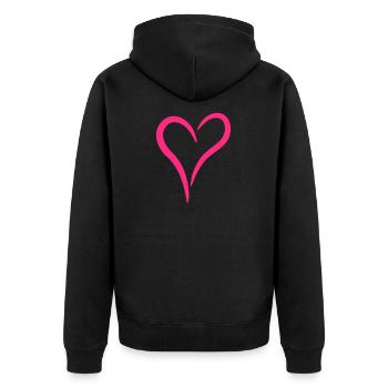 Herz Rosa Liebe Symbol - Unisex Premium Bio Zip Hoodie - Schwarz - Hinten - Nico (187cm)