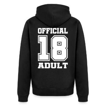 18. Geburtstag 18 Jahre Erwachsen - Unisex Premium Bio Zip Hoodie - Schwarz - Hinten - Nico (187cm)